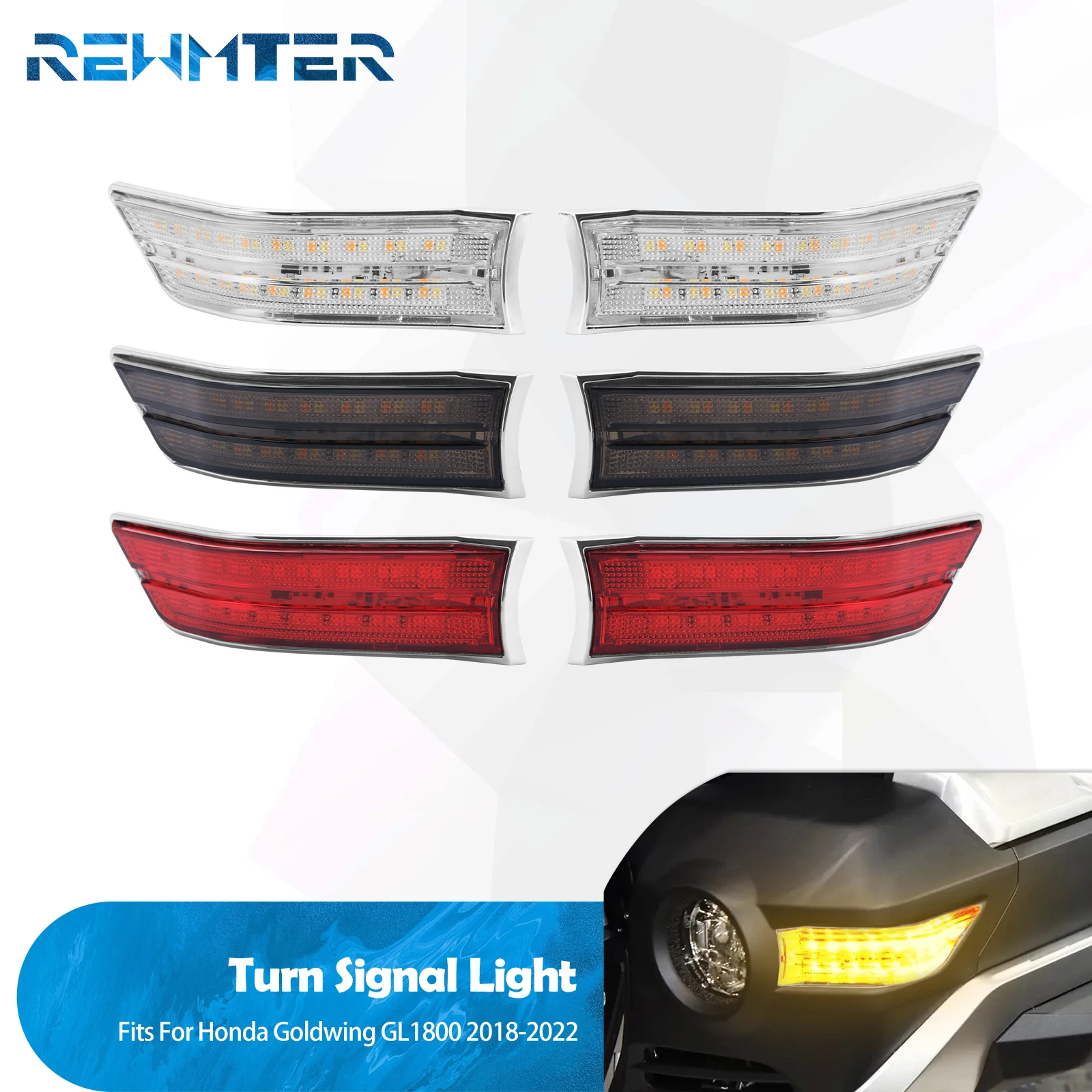 

Motorcycle Turn Signal LED Lights Decorative Cowl Running Indicators Light Side Lamp For Honda Gold Wing GL1800 2018 2019 20-22