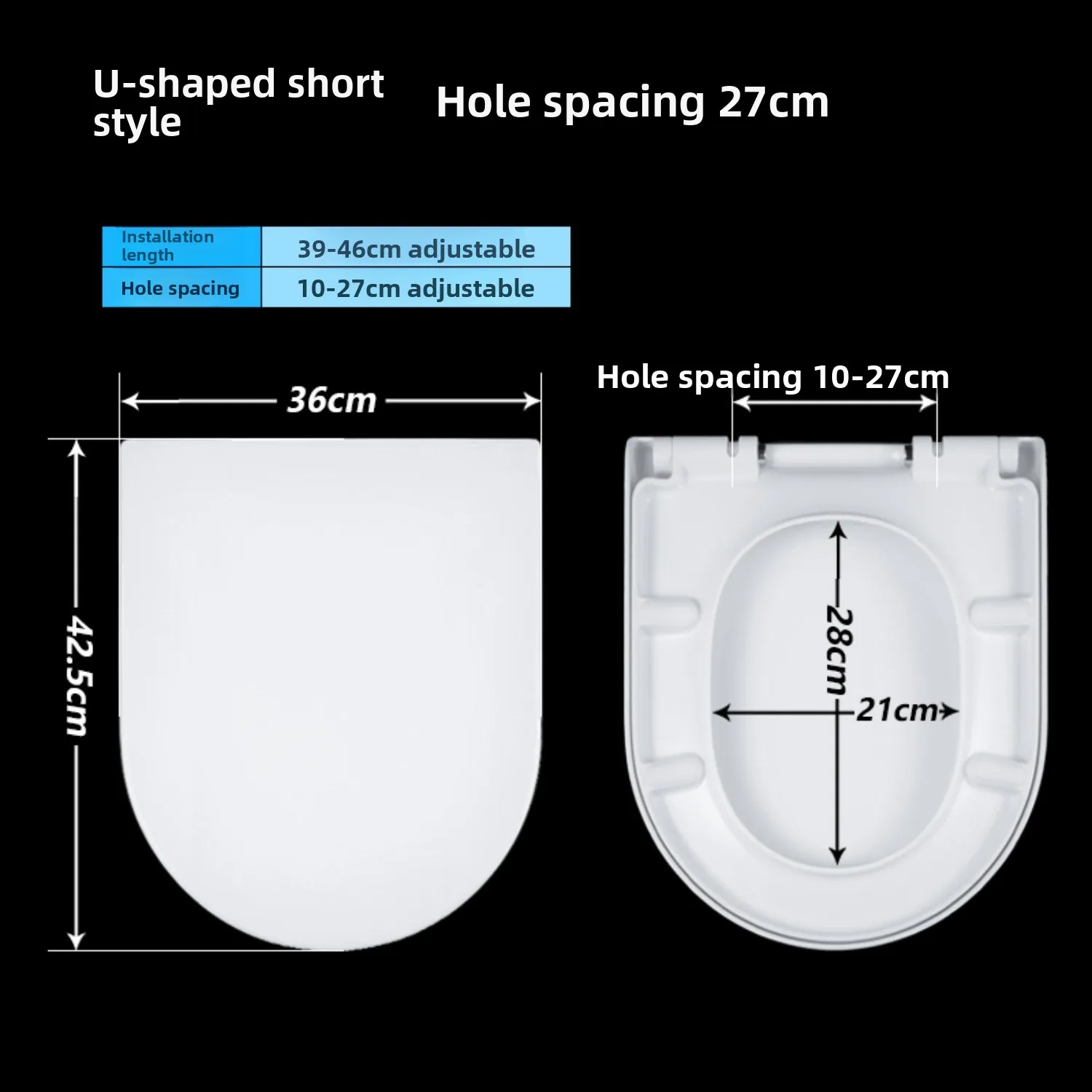 

Крышка сиденья унитаза с мягким закрыванием, совместимая с Duravit 27 см U-образная форма D-образной формы Starck 3, сменная крышка унитаза