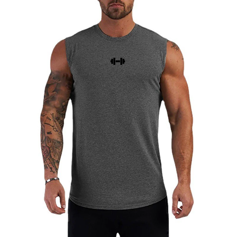 Summer Compression Gym Tank Top Men Cotton Fitness Sleeveless T Shirt Bodybuilding Workout Clothing Mens Sportswear Muscle Vests