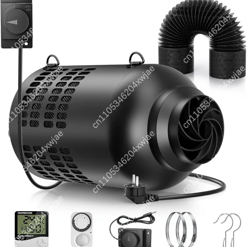 EC Inline Duct Fan With Timer Speed Control Active Carbon Filter Integrated Odor Extractor