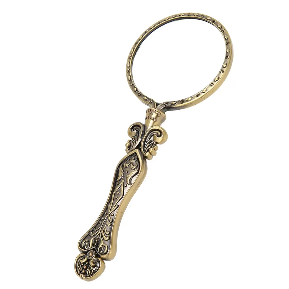 

Bronze Finish Retro Magnifying Glass Alloy Material Slipless Handle Vintage Magnifying Glass Antique Gold Portable Magnifier