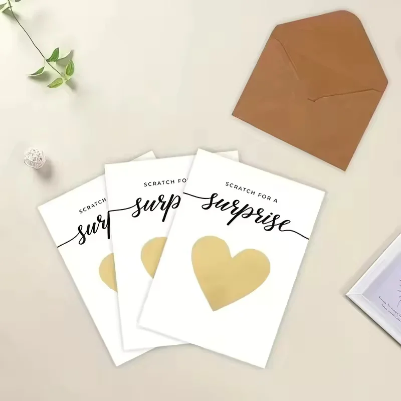 50Pcs Love Scratch Card Stickers Self Adhesive Coating Wedding Gifts DIY Postcards Campus Multi Scene Decoration Material