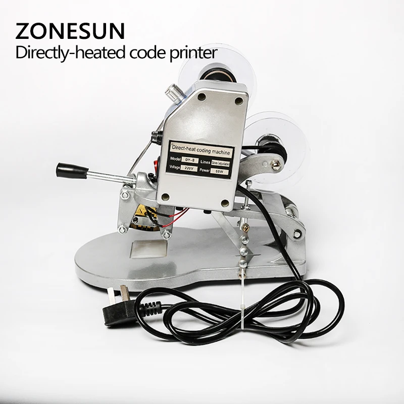 ZONESUN Date Coding Machine Batch Serial Number Printer Manual Expiry Production Date Coder Stamp Flat Surface ZS-DY8