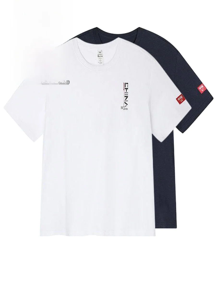 361 Degree Men's Cotton Polyester Sports Shirt round Neck Short Sleeve T-Shirt Breathable Casual Wear for Summer Training