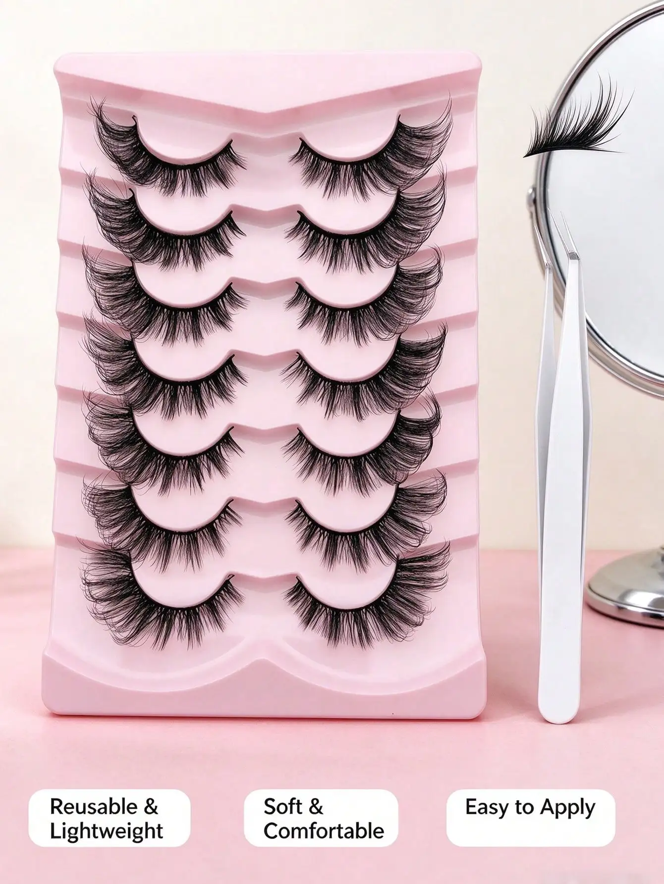 7 Paar Faux-Wimpern im Fuchsaugen-Stil, Katzenaugen-Wimpern, natürliche, flauschige, voluminöse, verlängerte Wimpern für die äußere Augenwinkelpartie, geeignet für Cosplay. – Detail 5