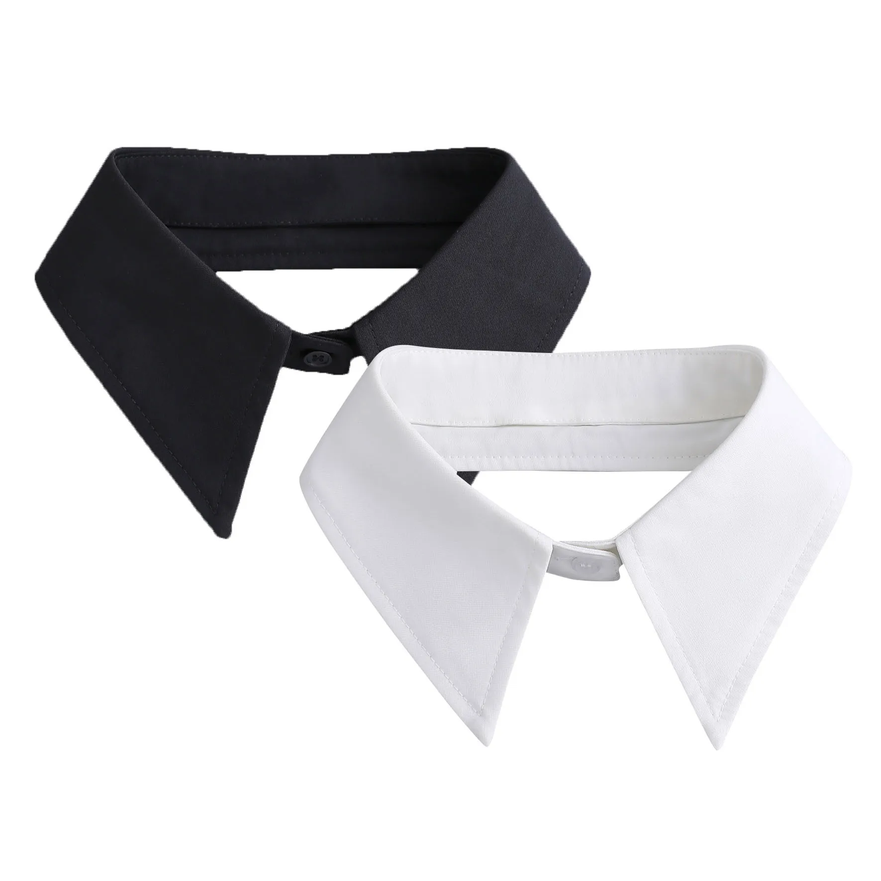 Women's Korean Style Faux Collar Chiffon Shirt Black White Versatile Fashion Accessory