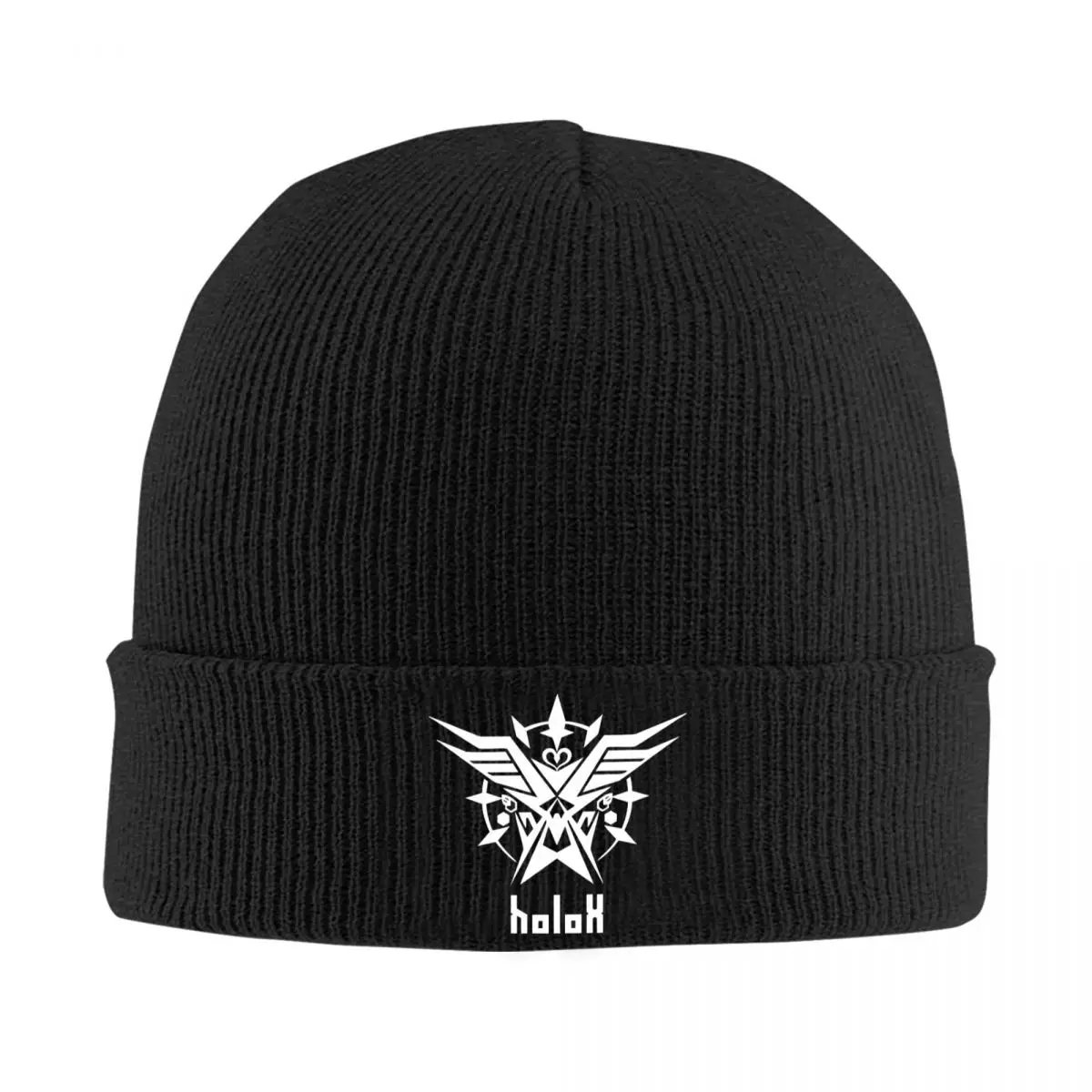 

Hololive HoloX Logo Bonnet Шапки Skullies Шапки Мужчины Женщины Унисекс Уличные Y2K Теплые Мягкие Шапки-бини Весенняя Кепка с Узором Хиппи