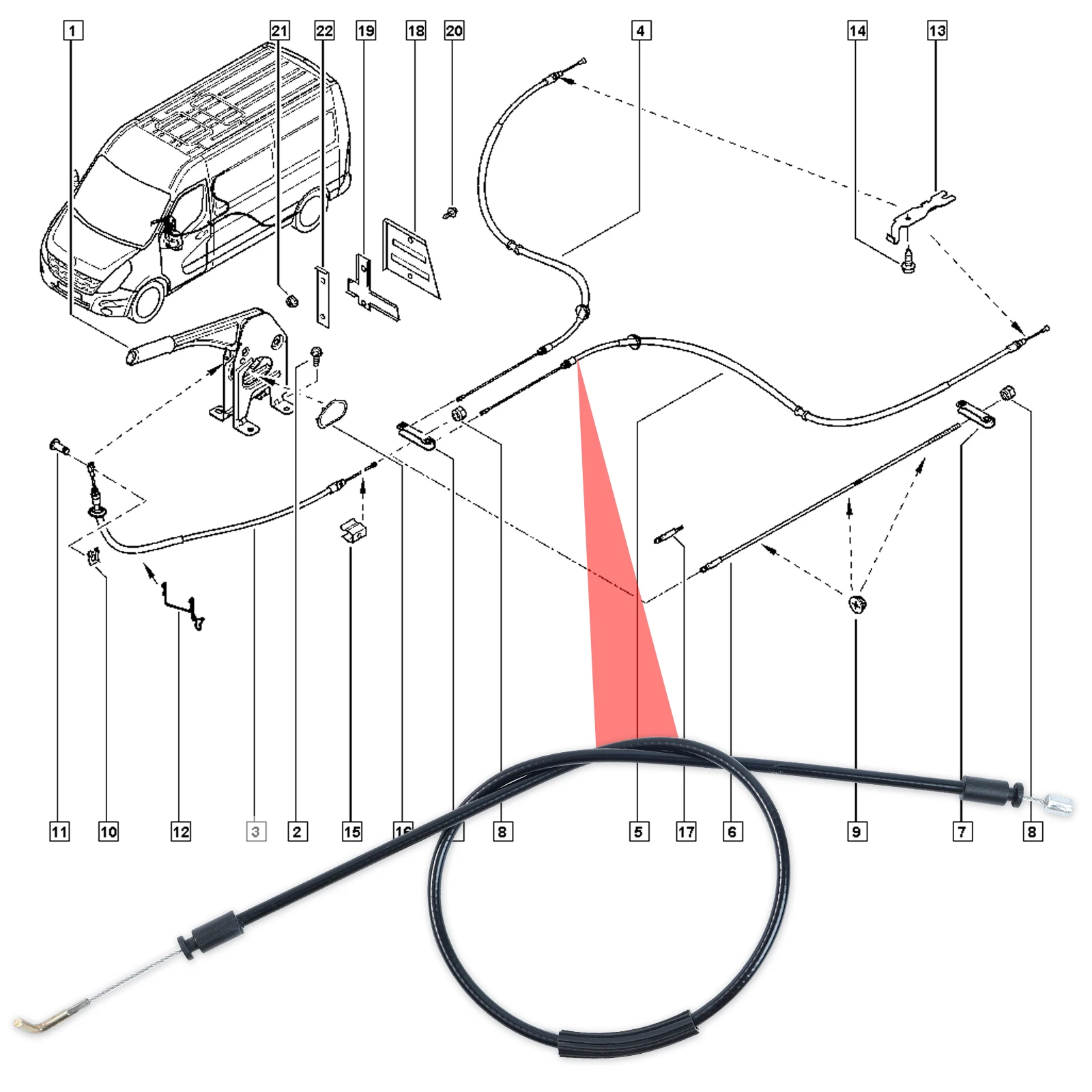 Car Lock Pull Handle Latch Lock Rear Tailgate Door Cable For Renault Master Vauxhall Movano Nissan NV400 906123257 Left or Right