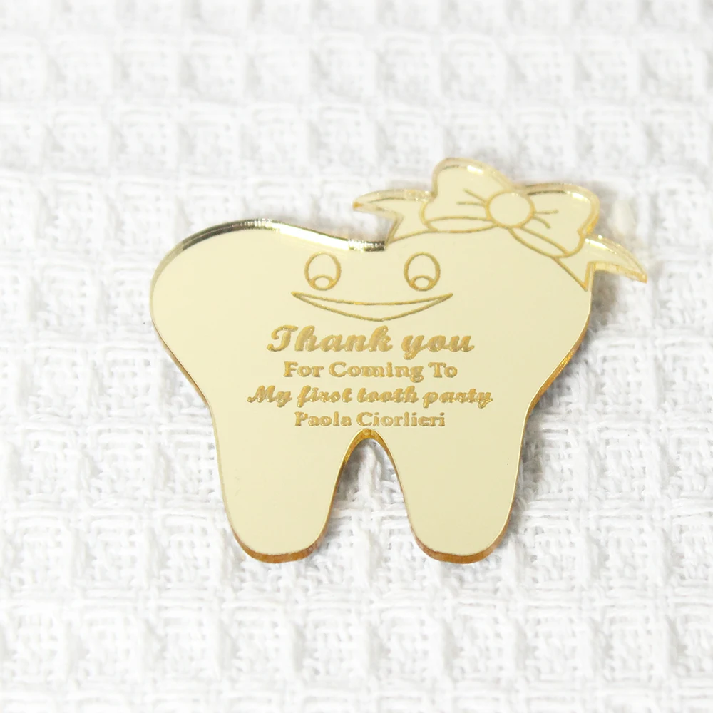 10/20Pcs Personalized Acrylic First Tooth Tags,Fairy Party Favors, First Tooth Decor, Fridge Decor Non-magnets,Tooth Fairy Gift
