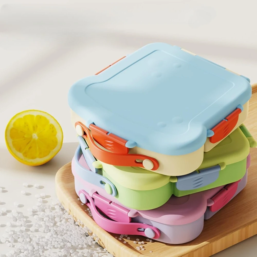 Bento Box for Kids School Lunch Box with Utensils and A Dipping Bowl Leak-Proof 4 Compartments with Carrying Handle