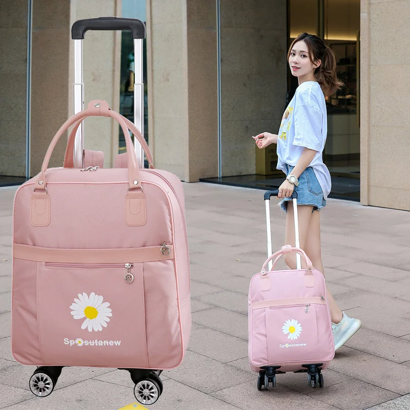 Women Travel Trolley Bag Rolling Luggage Bags Travel Backpack Bag With Wheeled Backpack Waterproof Multifunctional Suitcase