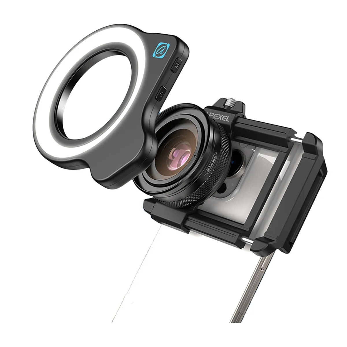 APEXEL 10-20X Zoom Macro Lens HD Micro-Type Phone Camera Lenses with LED Fill Light for Smartphones Eyelash Macro