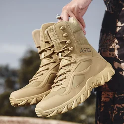 Botas militares de cuero de alta calidad para hombre, botines de combate táctico de la Fuerza Especial para el desierto, zapatos al aire libre, novedad