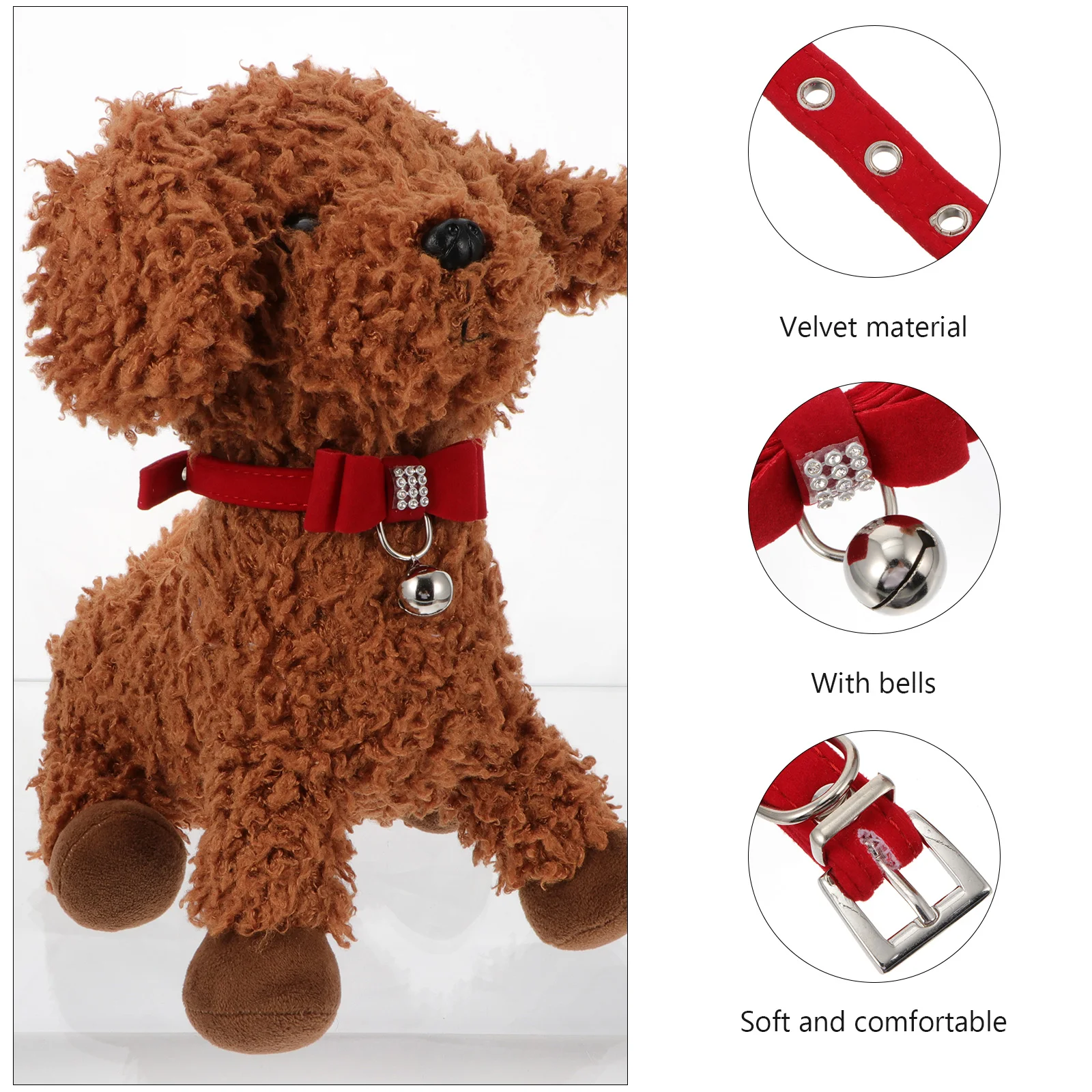 

Velvet Necklace Dog Bell Collar Rhinestone Pet Belt Type Bow Puppy Fabric Kitten