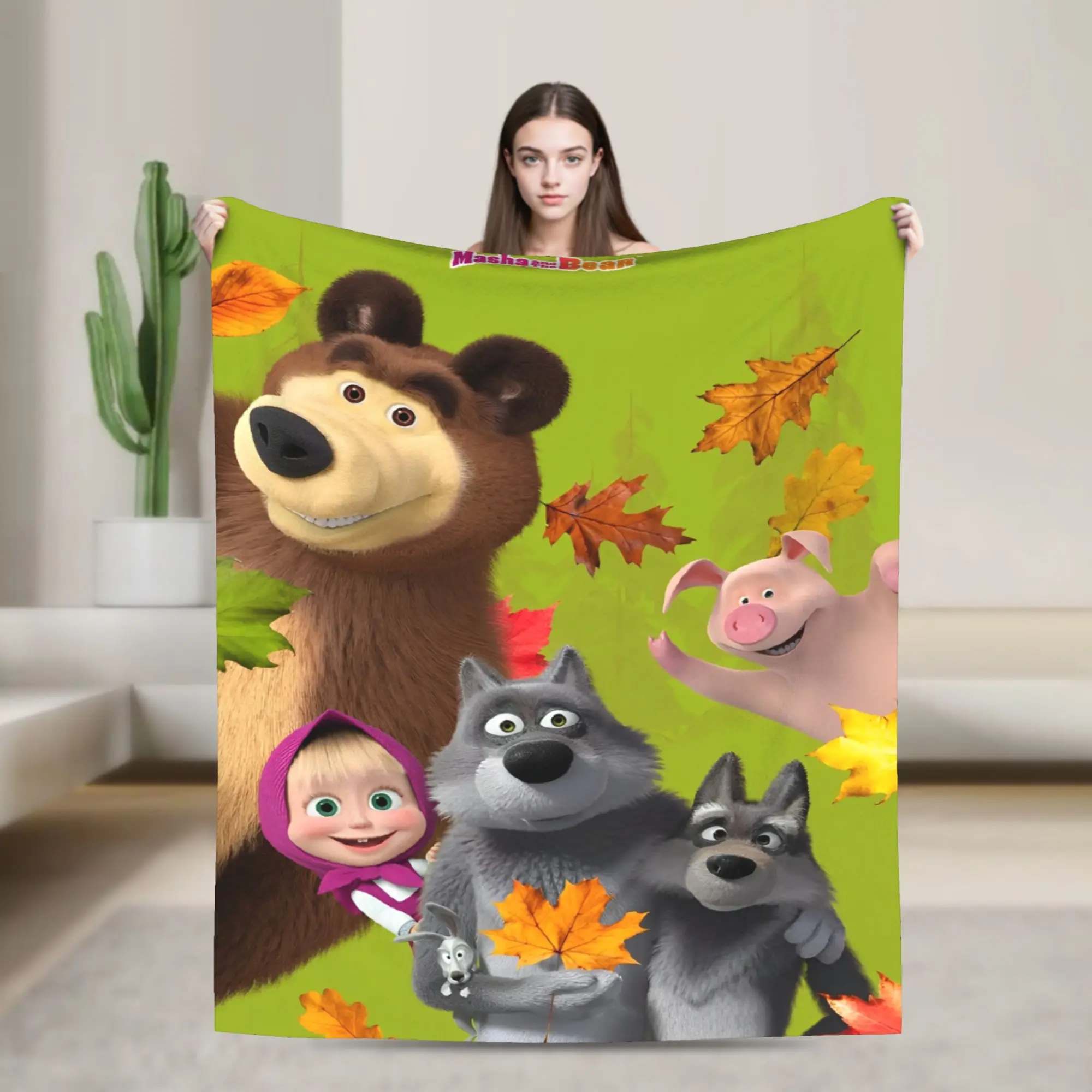 

M-Mashas and B-Bears Blanket Multiple Sizes Soft Fuzzy Plush Kawaill Bear Throw Blankets for Sofa Couch and Bed