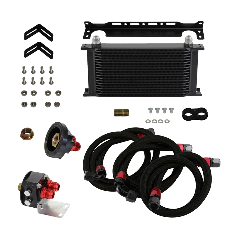 

19 ROW AN-10AN UNIVERSAL ENGINE TRANSMISSION OIL COOLER +relocation KIT black