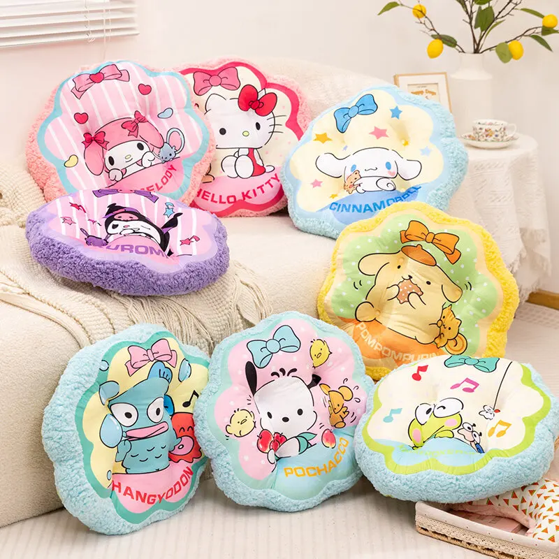 

Подушка сиденья с рисунком «Hello Kitty Kuromi My Melody Pom Pom Purin», мягкая подушка для сиденья, подушка для спинки стула, диван-кровать, домашний декор, девчачье
