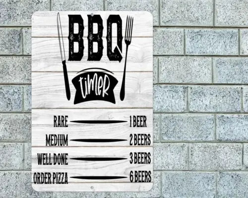 BBQ Timer Sign Aluminum Metal 8