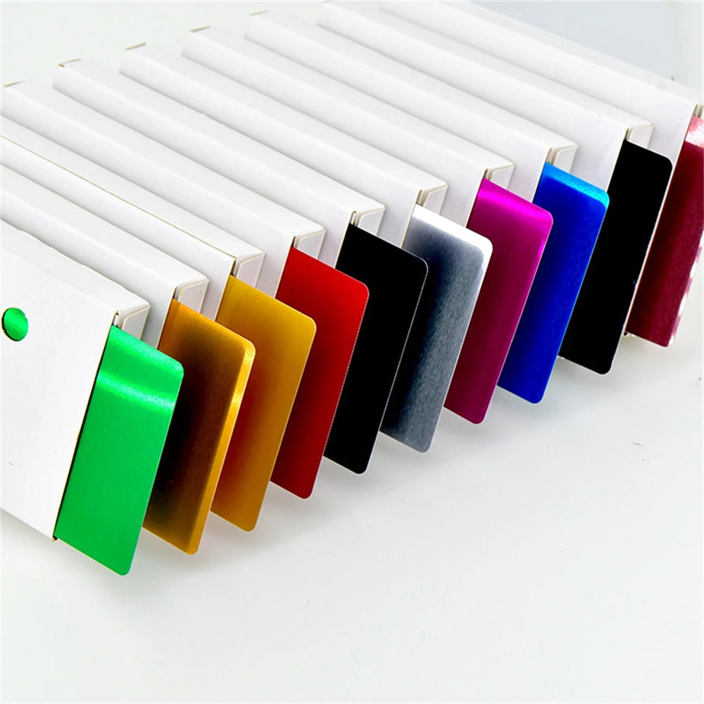 ACMER 50/100PCS/LOT Business Blank Name Cards Multicolor Aluminium Alloy Metal Sheet Testing Material for Laser Marking Machine