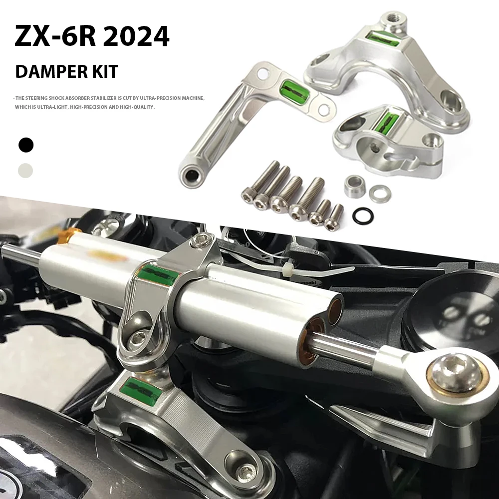 

ZX-6R 2024 Motorcycle Accessories Steering Damper Stabilizer & Bracket Mount Kit For Kawasaki Ninja ZX-6R ZX6R ZX 6R