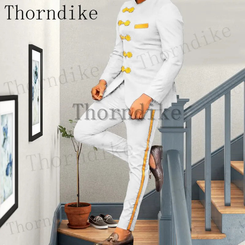 Thorndike High-Quality Male Suits Jacket Slim Fit 2 Pieces Formal Wedding Groom Best Man Cutting Custom Made Large Size Sets