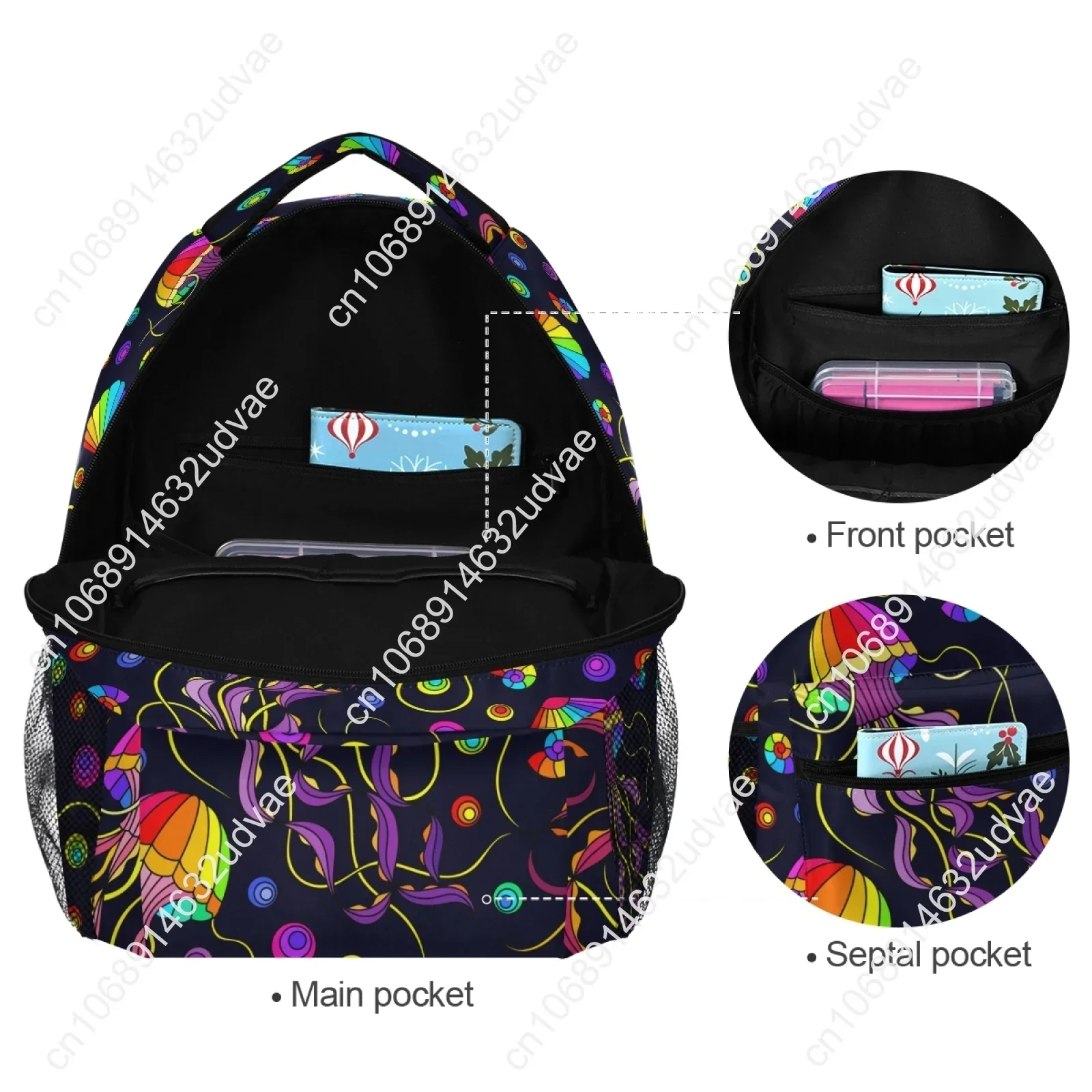 Mochila portátil impermeável para mulheres, polvo arco-íris, concha medusa, bolsa de viagem, bolsa escolar, apto para laptop de 17 ", novo