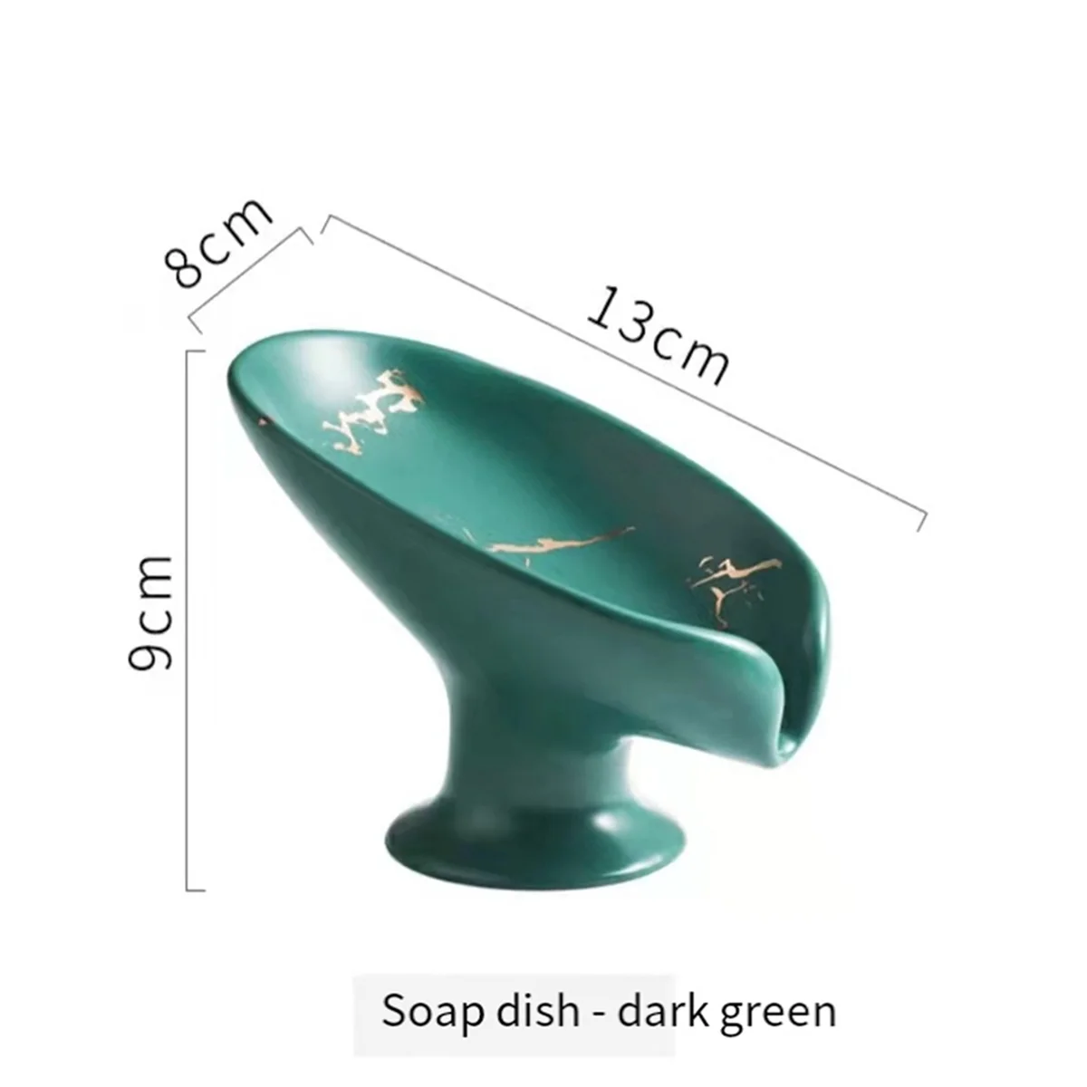 The New Soap Dish, Ceramic Soap Holder Self Draining Marble Look Leaf-Shape Soap Dishes for Bathroom,Green