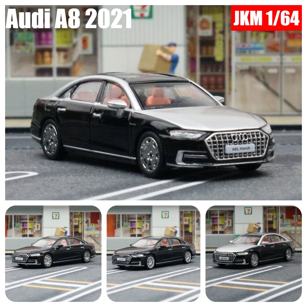 Audi A8 Sedan Miniature Model Toy, 1:64 Rodas Livres, Veículo Automóvel, Liga Fundida, Coleção Premium, Presente para o Natal, Meninos