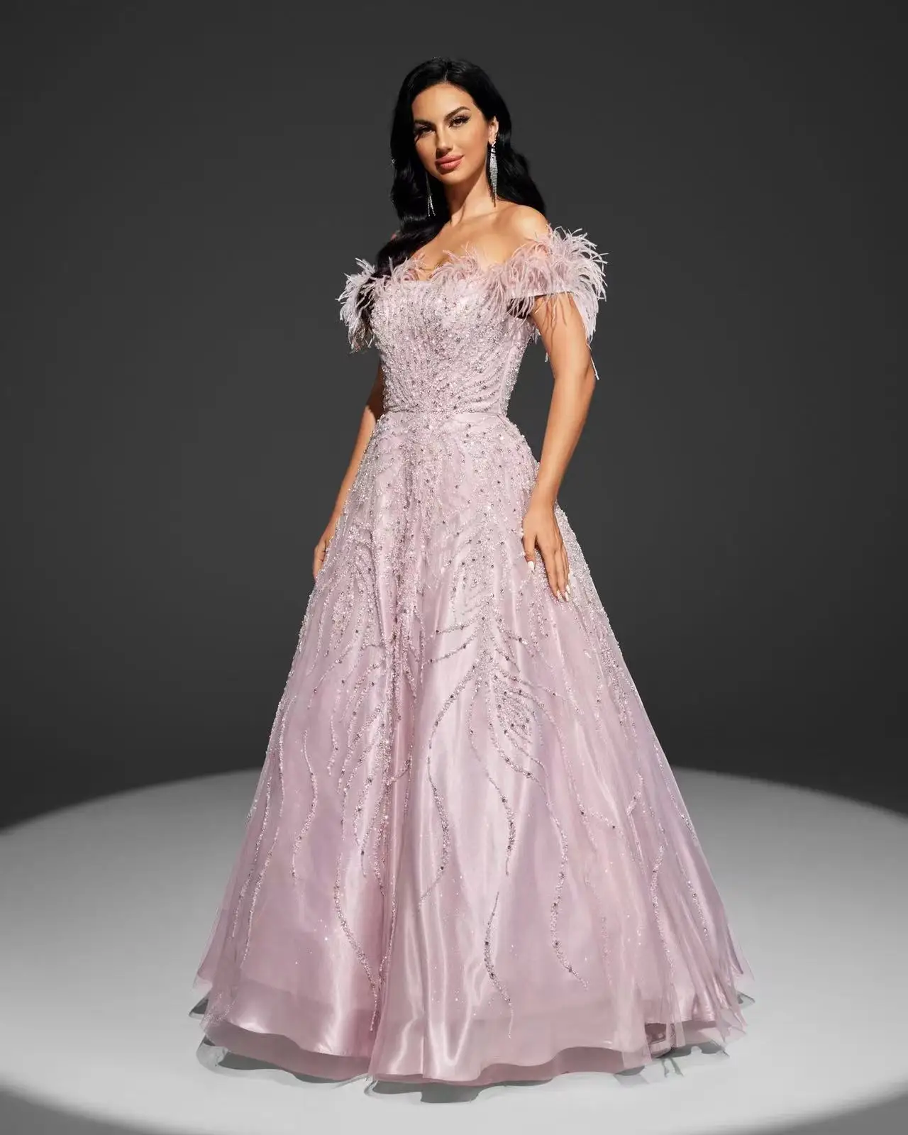 

Shalimar Zhang Pink Luxury Long Evening Gowns Arabic Style for Women Elegant Luxury Fashion Custom Made Customized