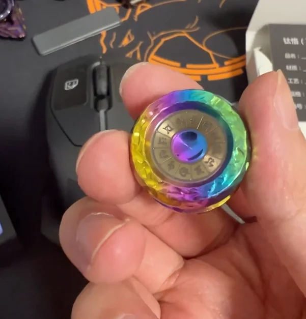 Used EDC 24.5*18mm TK Ice Crystal Titanium button Spinner Fingertip Gyroscope Decompression Toys