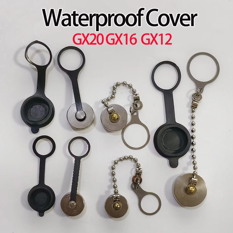 GX12 GX16 GX20 Aviation Circular Plug Socket Waterproof Dust Cable Connector Metal Leather Chain Protective Sleeve Cap