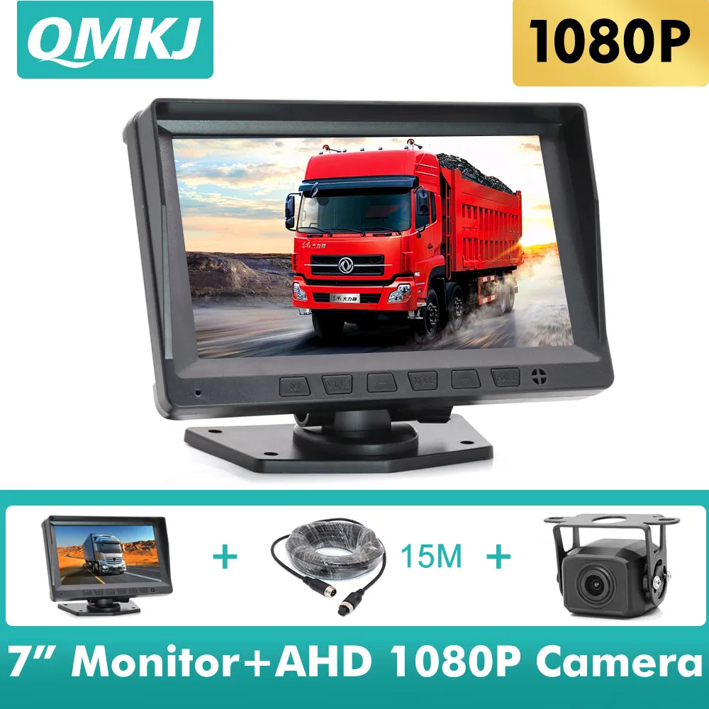 HD 7 Inch IPS Screen Car Truck Bus AHD DVR Monitor With AHD 1920*1080P Fisheye Lens Rear View Backup Camera