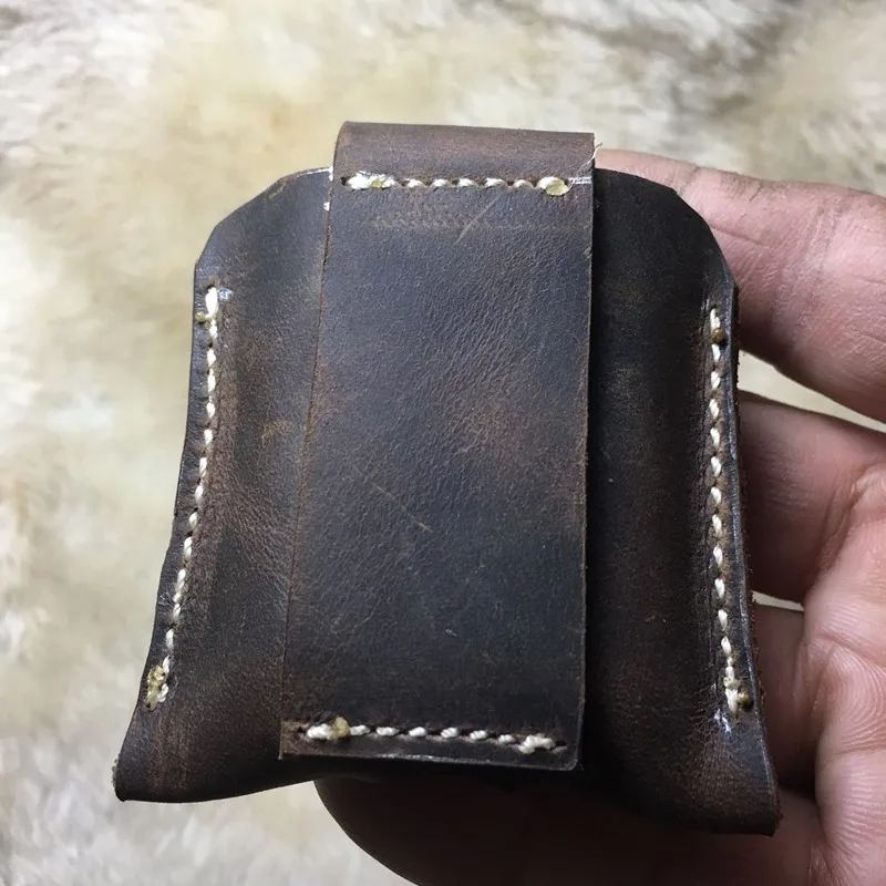 Genuine Leather Lighter Case Cowhide Custom Protective Sleeve Lighter Storage Holster Belt Bag Handmade for Zippo Lighter Shell