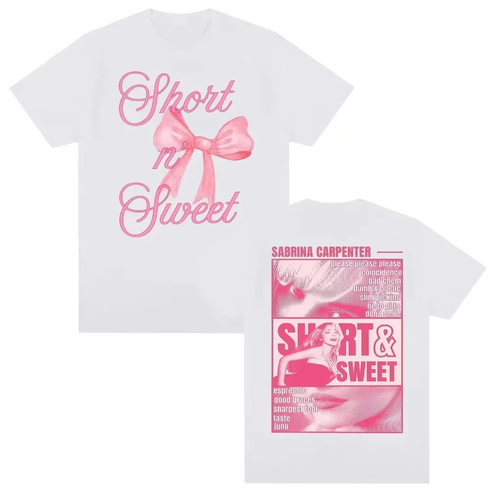 

Футболки Sabrina Carpenter Short N' Sweet для фанатов поп-музыки, подарок для мужчин и женщин, модная эстетичная футболка, повседневный хлопковый топ