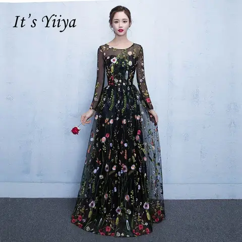 Black Floral Evening Gown it's yiiya
