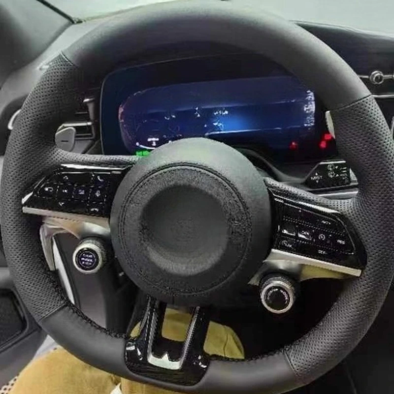 

for Maserati Grecale 2023 Hand-Stitched non-slip genuine Leather suede car Steering Wheel Cover