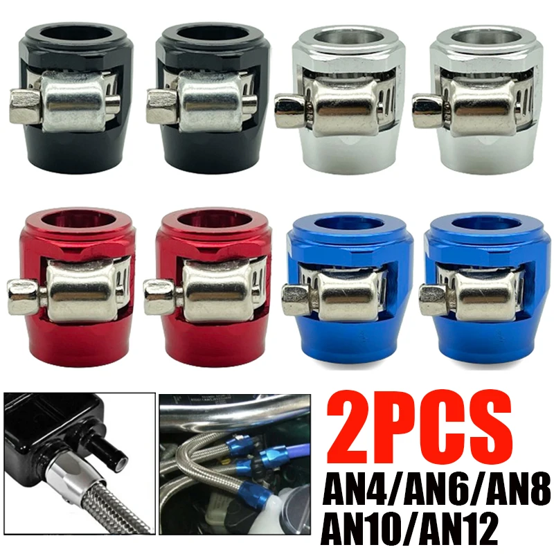 Colliers de serrage en métal pour extrémité de voiture, extrémité de tuyau de carburant, tube d'huile et d'eau, raccords de tuyau, connecteur de finition, AN4, AN6, AN8, AN10, AN12, 2 pièces