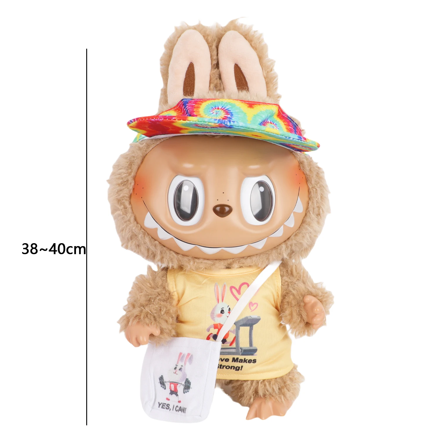 Grande Labubu Abbigliamento per bambole Simpatici animali T-shirt + Cappello + Borsa Set di vestiti Vestito per 38-40 cm LABUBU Doll Toy Accessori Giocattolo di cotone Gioca