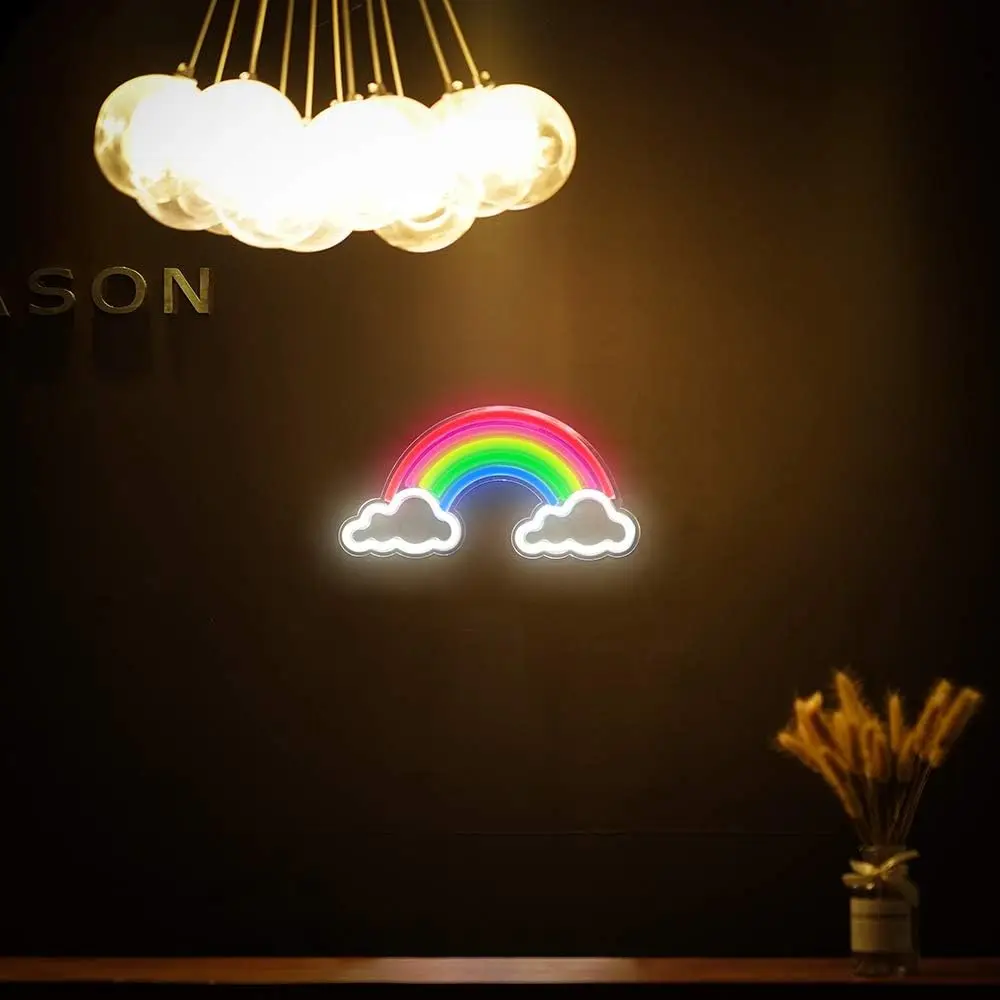 Rainbow Neon Sign LED Wall Decor Light Art Neon Light USB Powerd Dimmable Neon Sign Bedroom Decoration Bar Decor Room Decoration