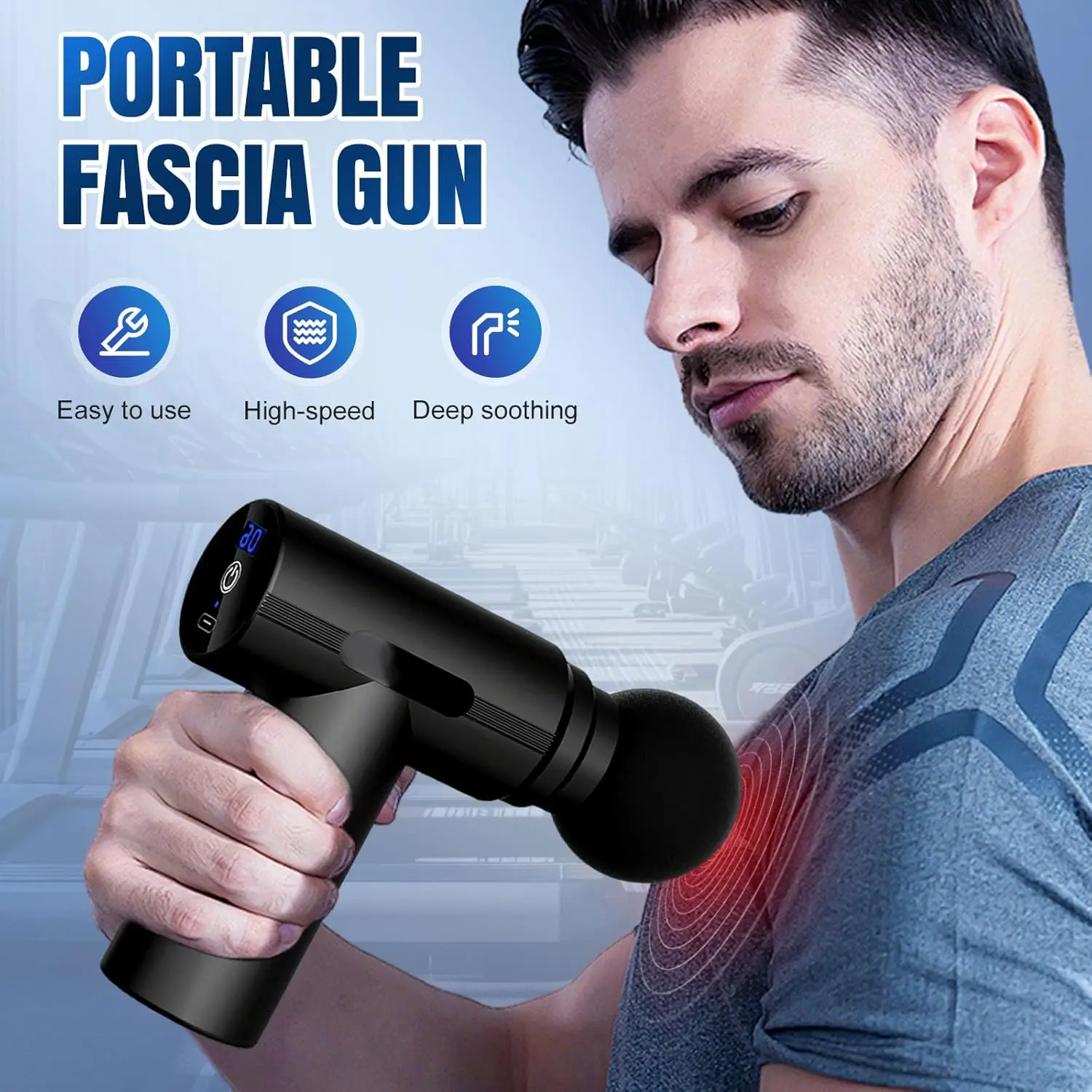 

Фасциальный массажный пистолет, электрический ударный пистолет-массажер для тела, шеи, спины, глубоких тканей, расслабления мышц, фитнес-инструмент для плеч