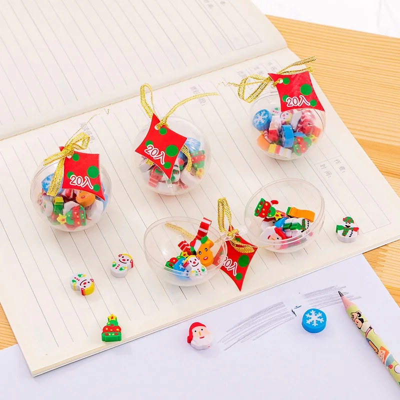3PCS Christmas ball eraser student Christmas prize gifts stationery accessories