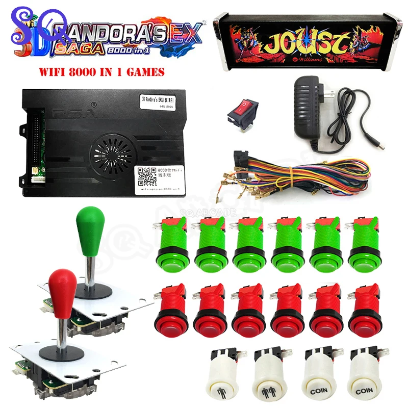 Pandora 3D Saga Box 8000 in 1 DIY Kit For With Light Box Arcade Game tekken 6 Console Cabinet 8 Way Joystick Switch happ Button