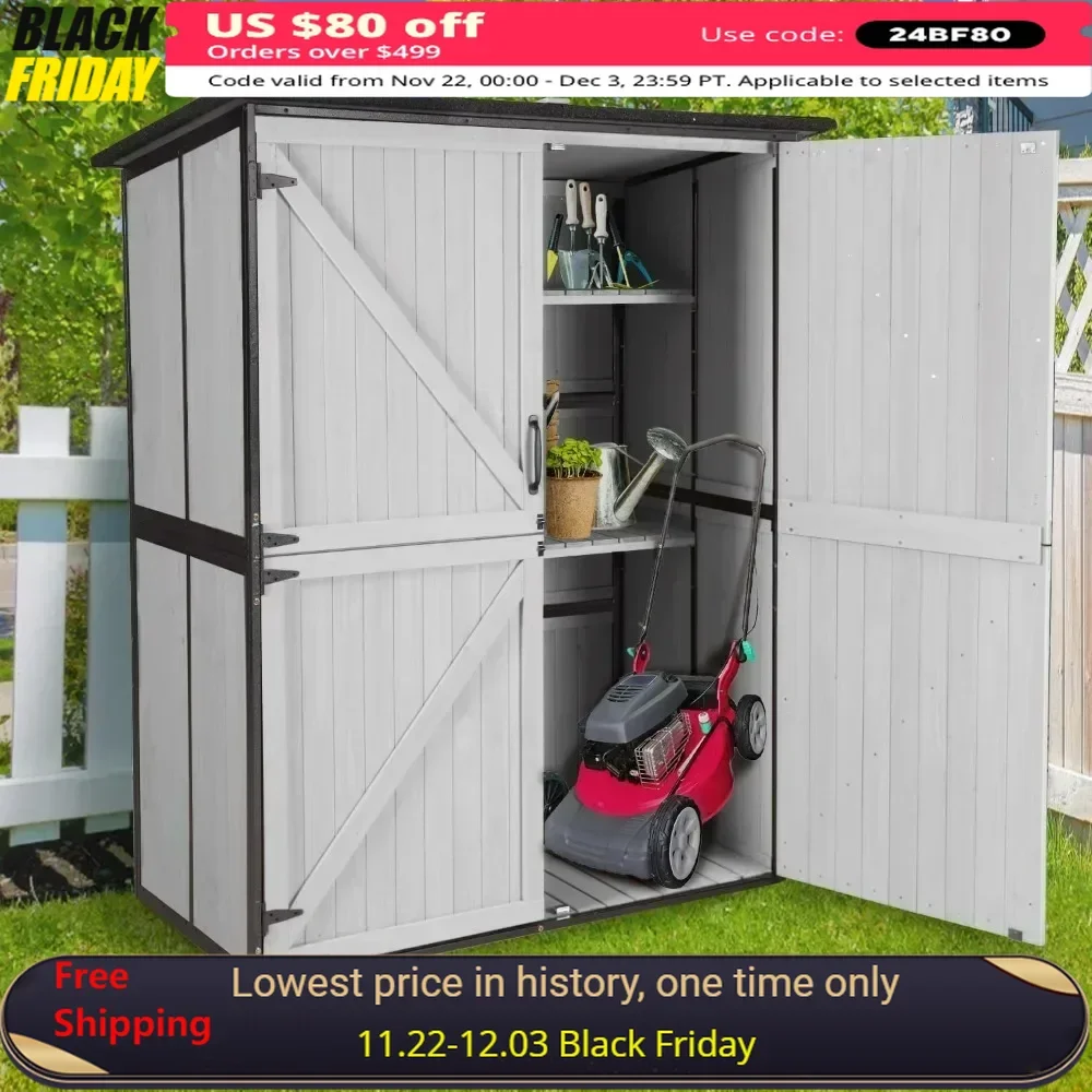 Shed and Outdoor Storage Room, Large Garden Shed with Metal Frame Structure and Adjustable Shelves