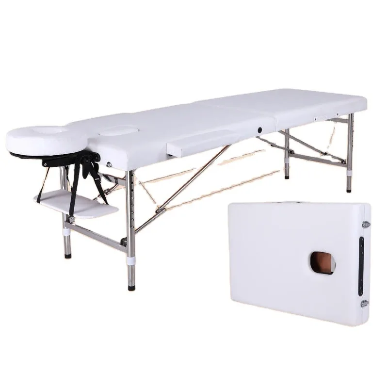Hospital Furniture Multi-Function Foldable Adjustable Full Body Treatment Facial Massage Bed Synthetic Leather Wood Frame