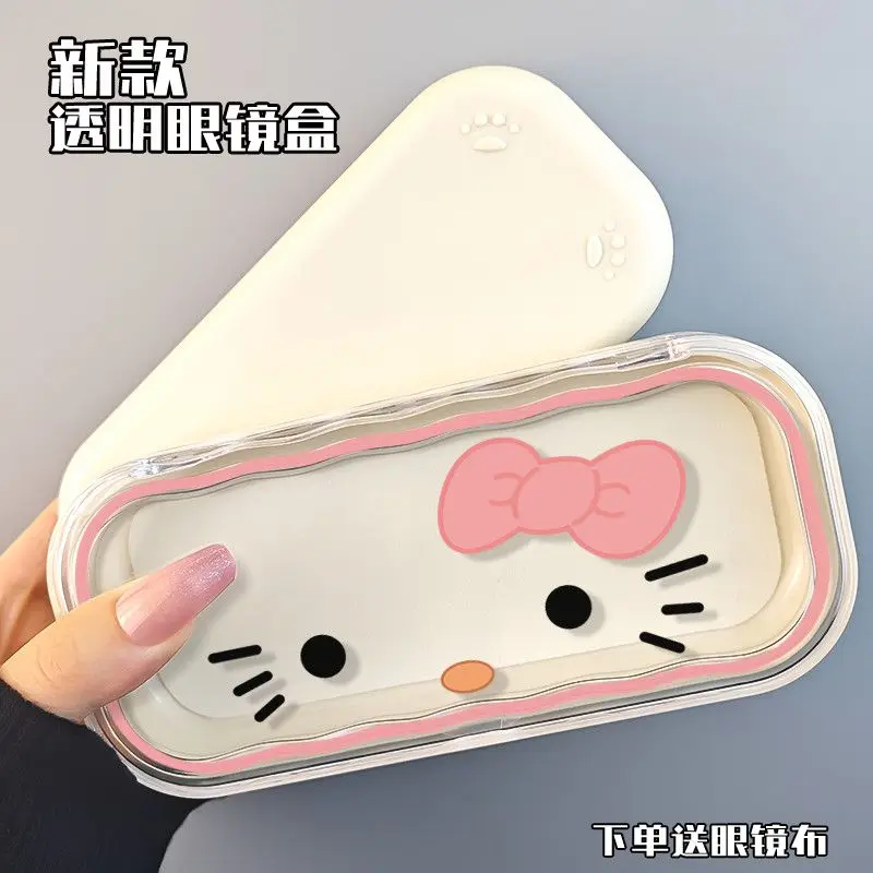 New Hellokitty Glasses Storage Box Sanrio Kawaii Glasses Case Cartoon Girly Heart Sunglasses Protective Case Gifts