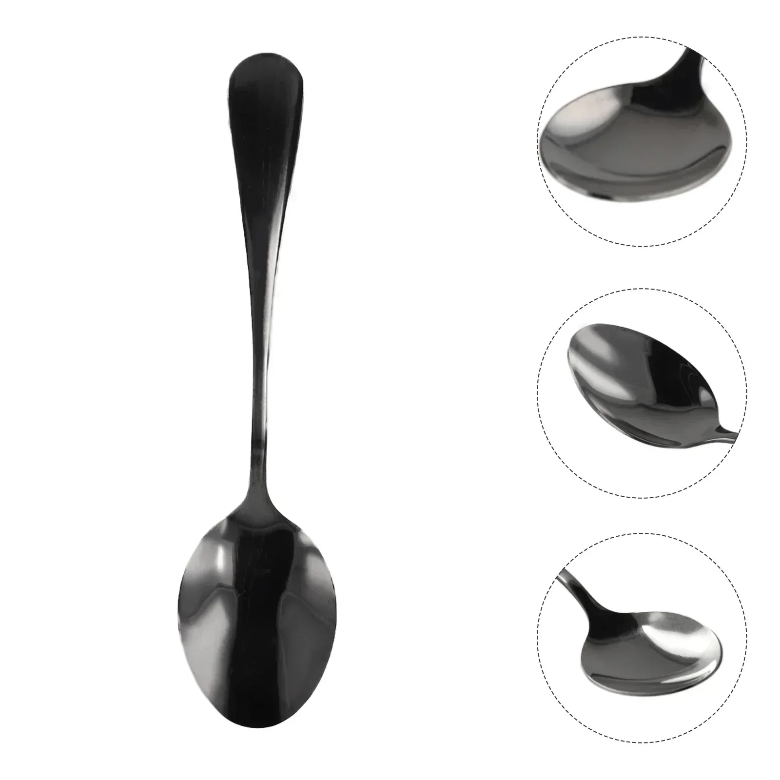 5pcs Teaspoons Stainless Steel Spoons Coffee Tea Spoon Black Tools For Kitchen Dining Coffee Bar Dessert Shop Restaurant