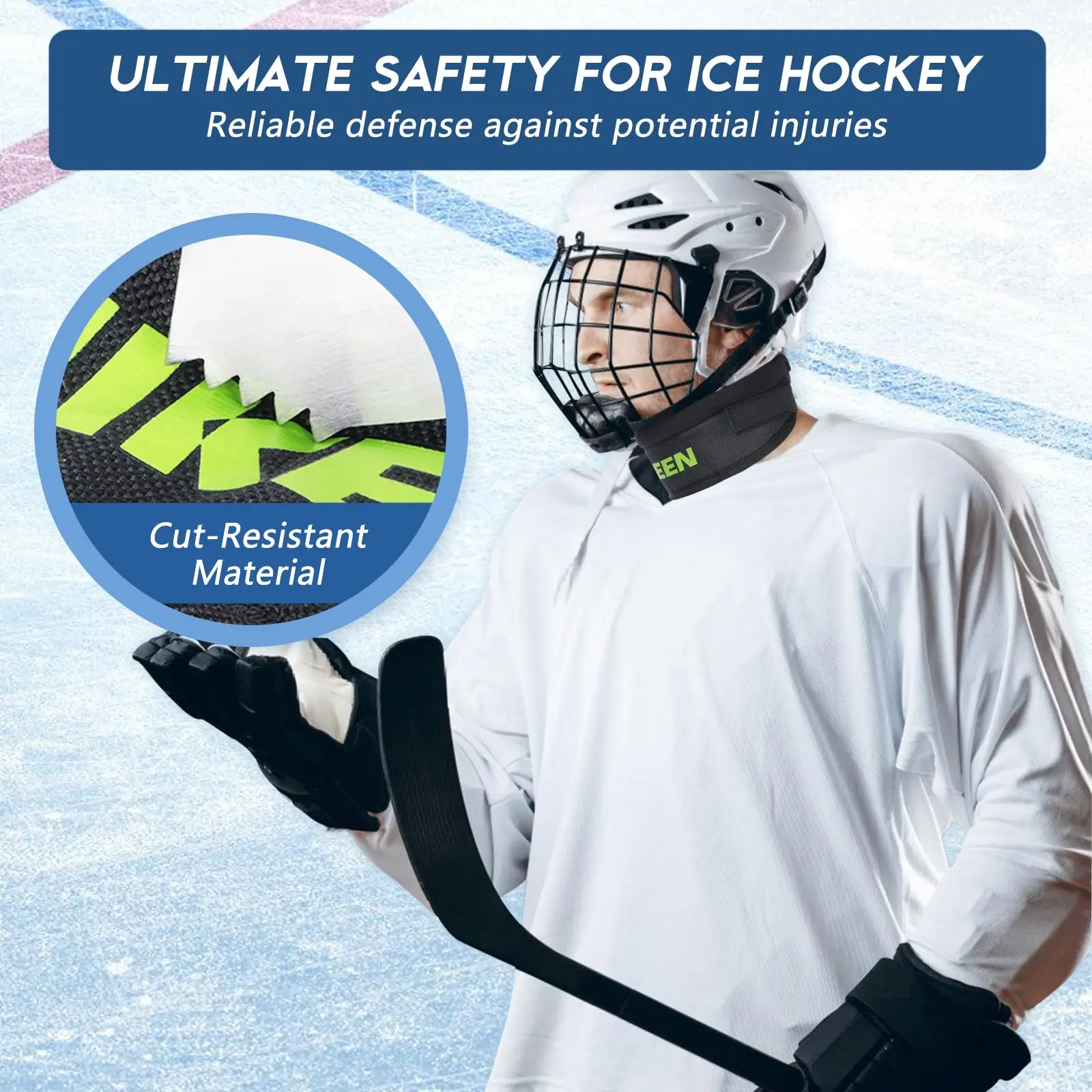 Hikeen Hockey Neck Guard,Premium Cut Resistant Protection,Adjustable & Soft Neck Protector,Optimal Safety Ice Hockey Protection view 2