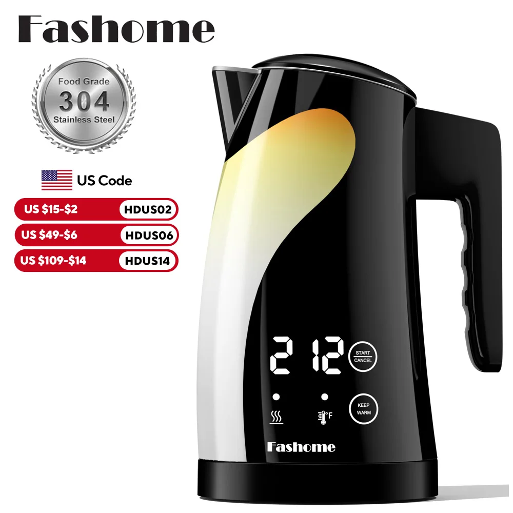 1200W Temperature Control Electric Kettle, 1.25L Stainless Steel Electric Teapot, 2 Hour Keep Warm, Automatic Shut Off, Boil-Dry Protection, Digital LED Display, Fast Boiling Tea Kettle & Hot Water Boiler