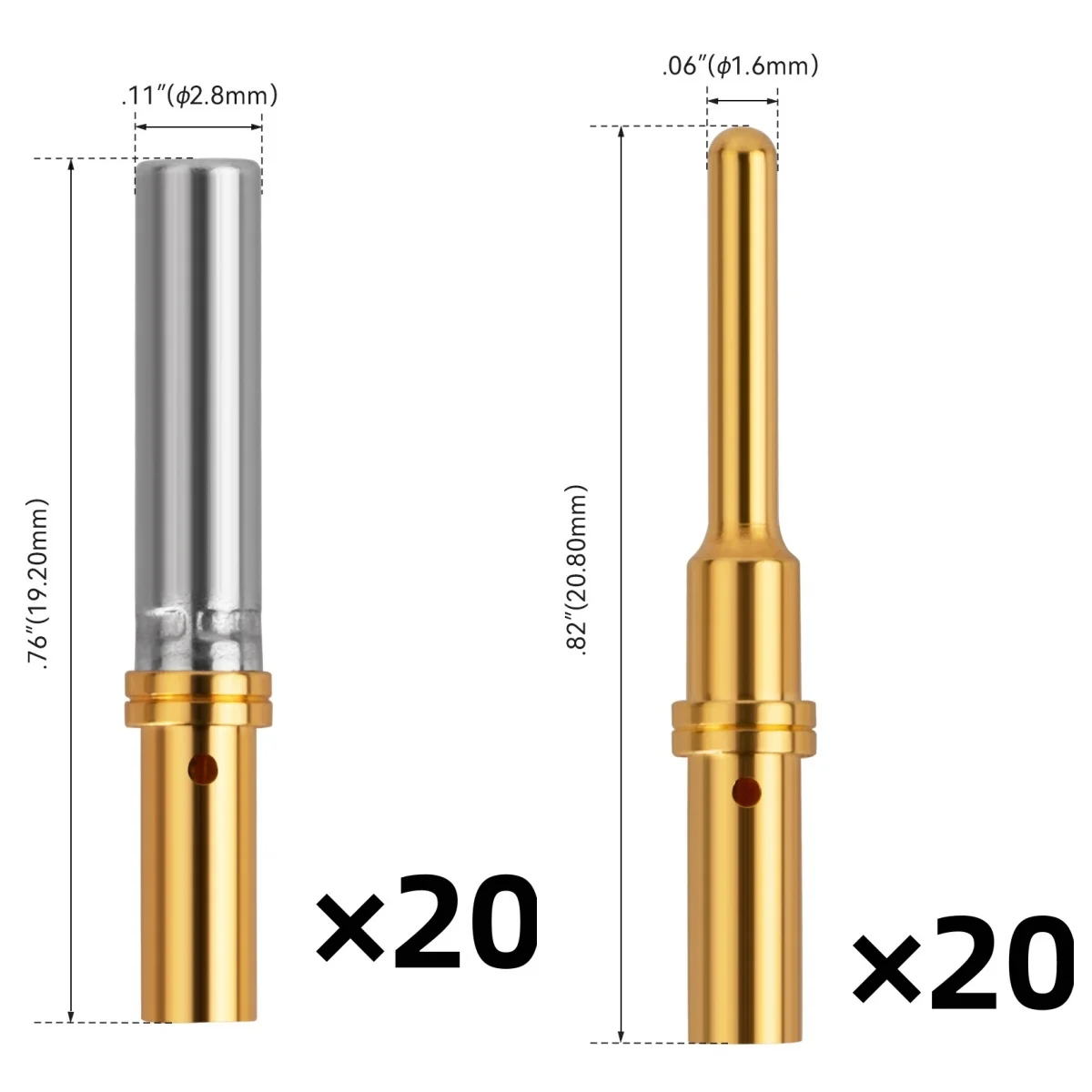 JRready  Set  pin ＆socket Terminal Compatible with DT, HDP20, HD30, HD10, DRC and Jiffy Splice series connectors