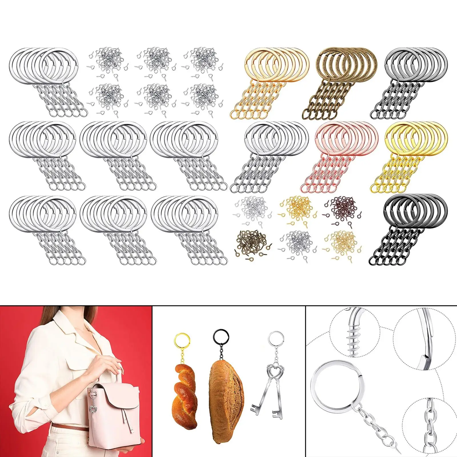 250 Pieces Key Rings Keyrings, Round Split Rings Key Rings Metal Key Rings for